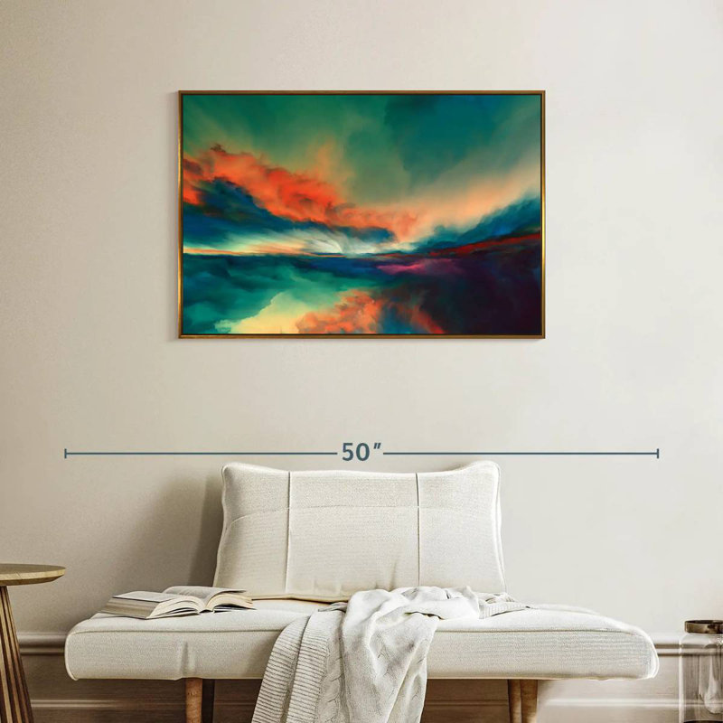 Coucher de soleil, Cadre flottant doré, 37 po x 25 po