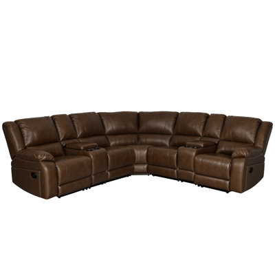 7-Piece, Wynyard 109" Wide Faux Leather Reversible Reclining Sectional Sofa