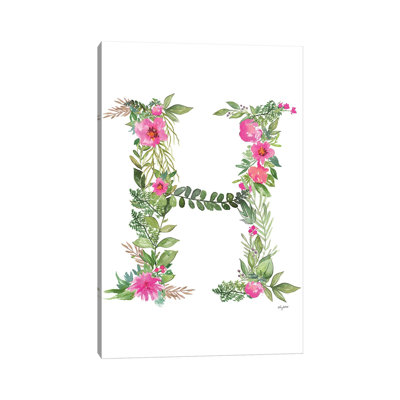Botanical Letter H by Kelsey McNatt - Wrapped Canvas Rectangle Print