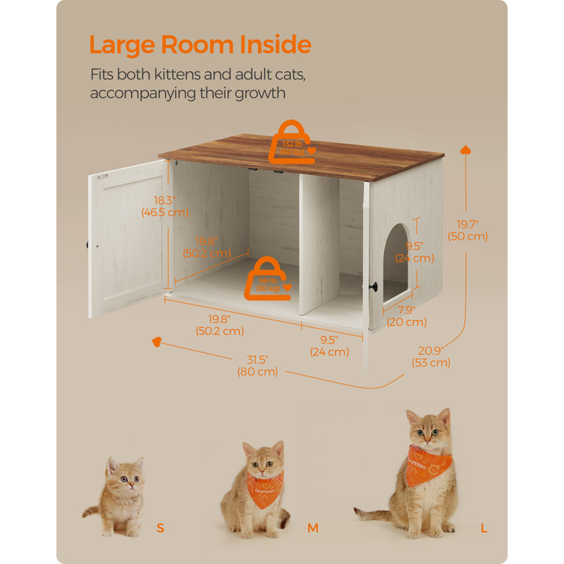 Litter Box Enclosure, Brown/White
