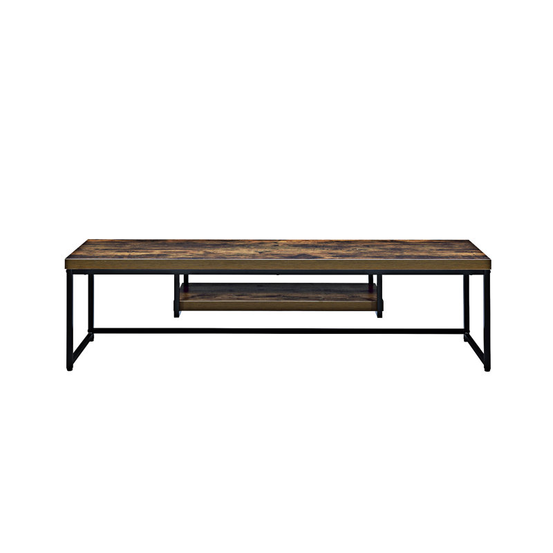 TV Stand, 16.03"H x 59.03"L x 16.03"W, Black/Brown
