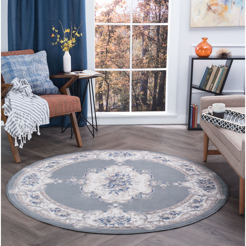 Tapis oriental en polypropylène tissé au métier mécanique Riter, Rond 7 pi 10 po