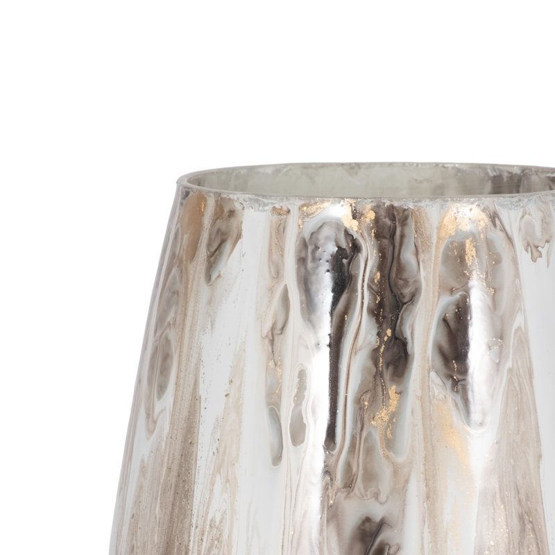 Vase incurvé en verre 31 po, Ivoire ivoire, H 24 po x l 9 po x P 9 po