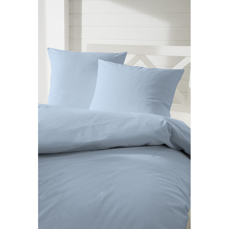 Ardingly Cotton 200 TC Duvet Cover Set, Double - 2 Pillowcases (80 x 80 cm), Smoke Blue