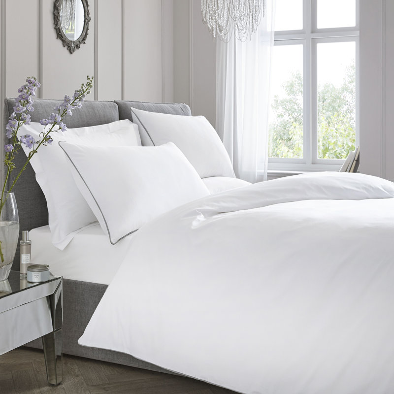 Cotton Solid Colour Duvet Cover with Pillowcases, King Duvet Cover + 2 Pillowcases, White