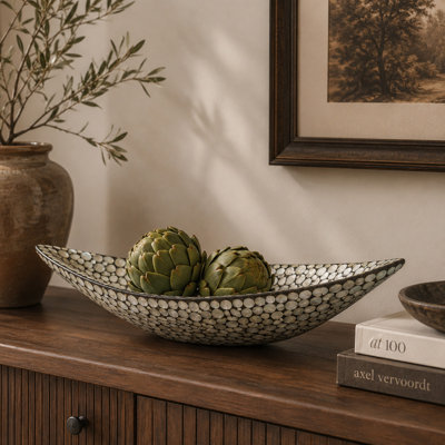 Plateau gris en nacre décorative
