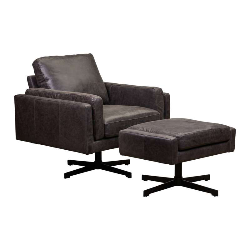 Spencer Swivel Ottoman in Kudos Seagrass, Ten Gallon Hat Mix