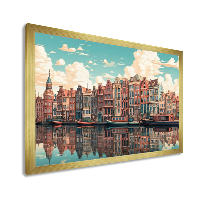Peaceful Amsterdam II, reproduction d'art sur toile, H 12 po x l 20 po x P 1 po, Encadrement doré