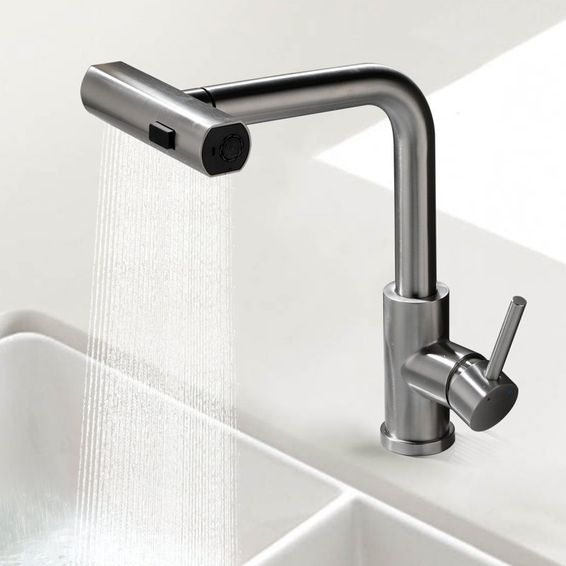 Pull-Out Faucet For Kitchen And Bathroom, Brushed Nickel