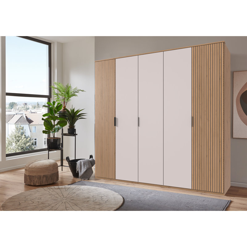 Nakishia 5 Door Manufactured Wood Wardrobe, Wood/Beige