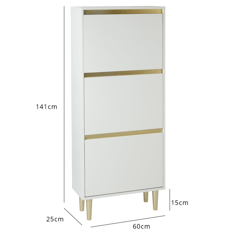 Bellandra Iliana Flip Down Shoe Storage, Gold/White