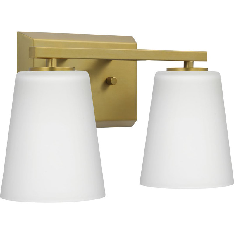 2 - Light Dimmable Vanity Light, White, Brushed Gold