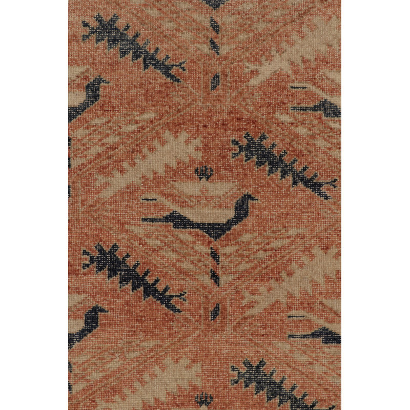 Distressed Homage Hand Knotted Wool Geometric Area Rug, Rectangle 5' x 7'