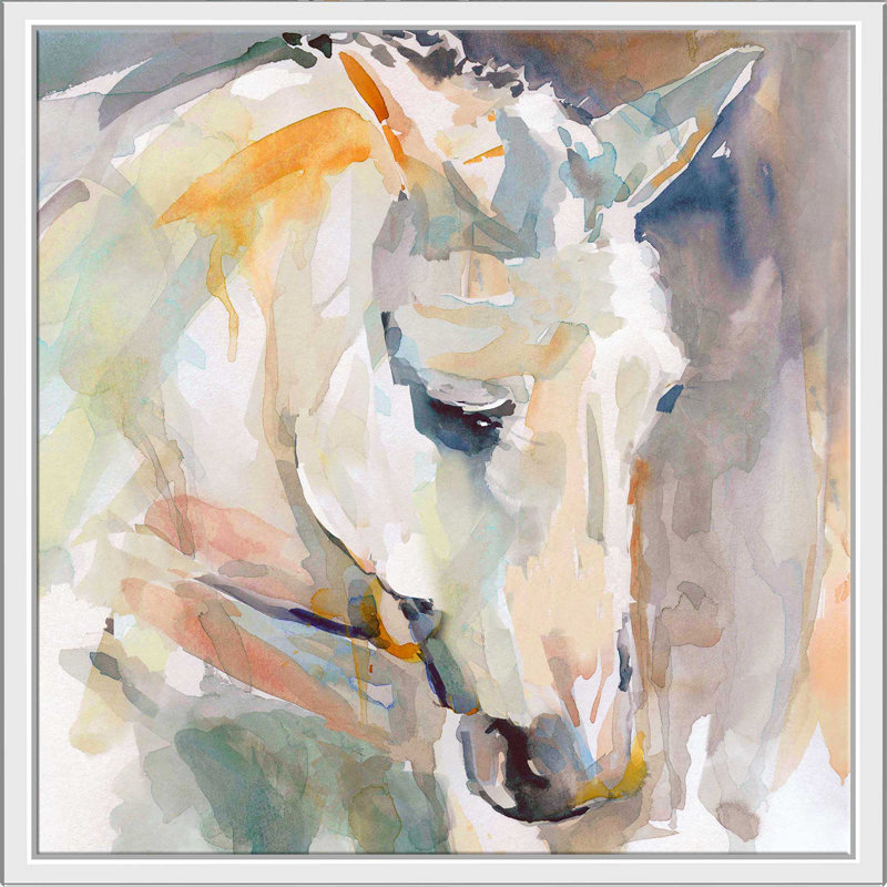 «Beautiful Contemplation» par Carol Robinson - Peinture, Cadre flottant blanc, H 31,5 po x l 31,5 po x P 2 po