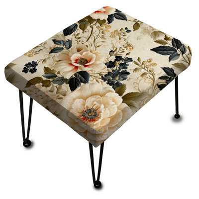 Green Antique Country House Floral Charm - Floral Rectangle Ottoman