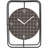 Metal Open Frame Geometric Decorative Black Clock with Grid Patterned Clockface