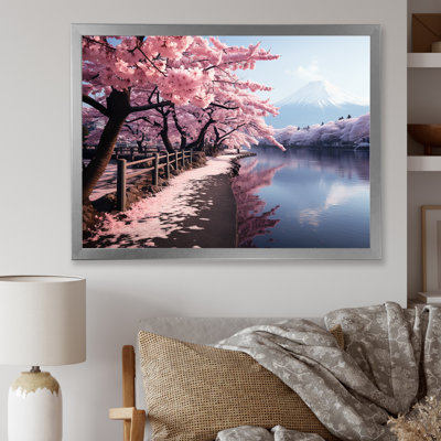 Cherry Blossum Mount Fuji Reflections Japan III - Mountains Canvas Art Print