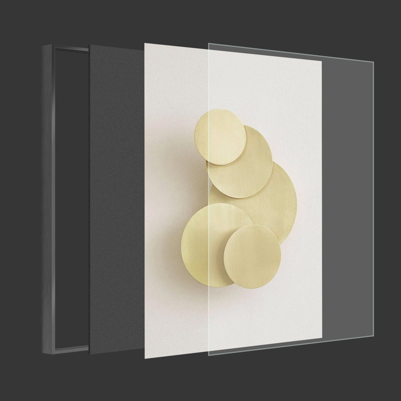 Cadre moderne abstrait encadré - ensemble de 3 reproductions sur toile, H 16 po x l 36 po x P 1,5 po, Noir