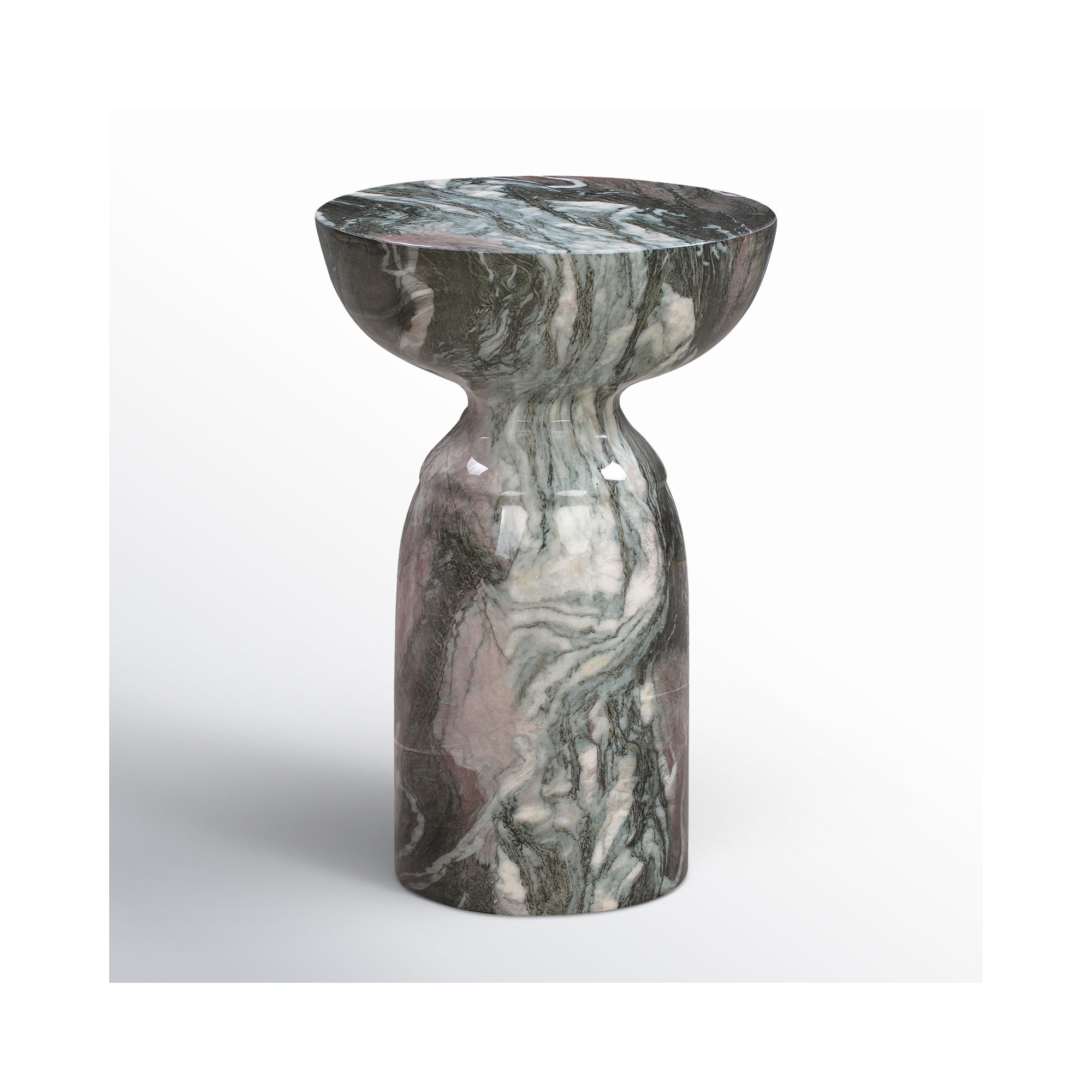 Macey End Table, Gray/Blush Marble