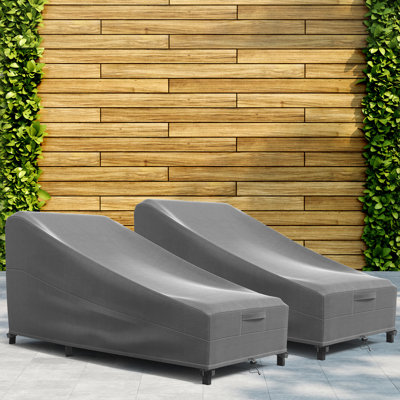 Set of 2 Chaise Lounge Chair Cover - Breathable, Heavy-Duty Cover with Water-Resistant PVC liner, Adjustable Elastic Hem, Click-Close Straps, and Air