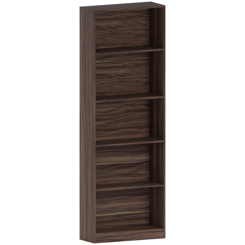 142cm H x 60cm W Standard Bookcase, Walnut, (5 Shelves) 175 cm H x 60 cm W x 24" D