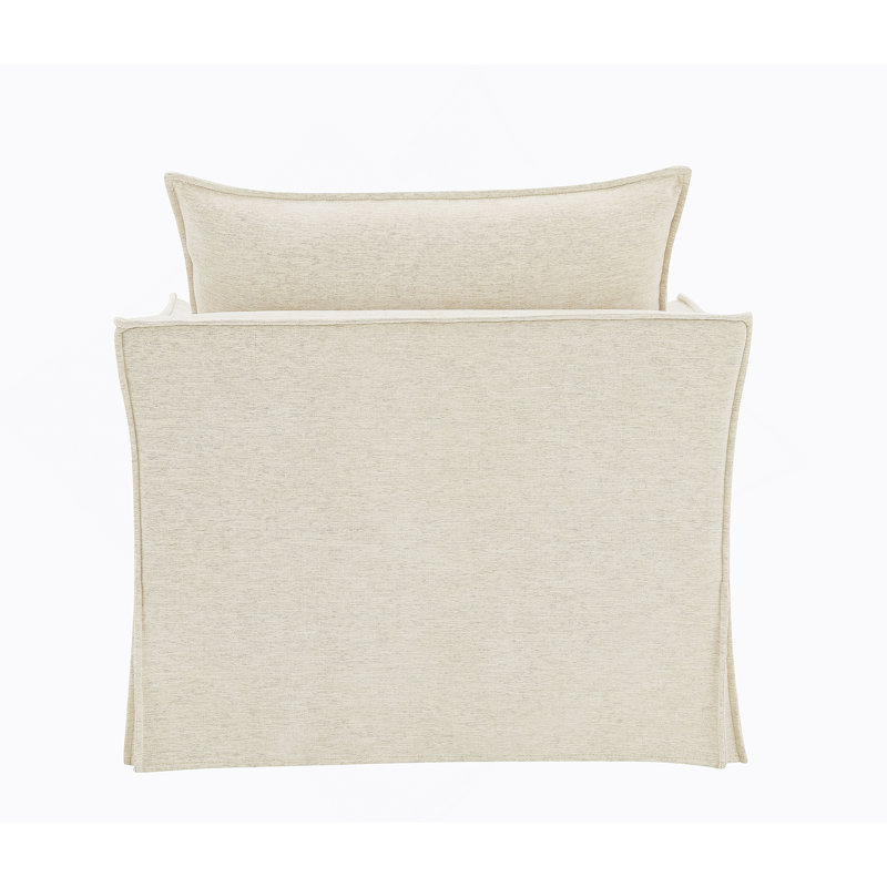 Chaise en lin beige avec 2 coussins