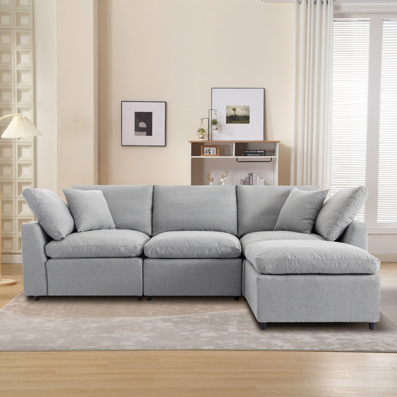 Mackai 104'' 4-Piece Sectional Sofa, Light Gray