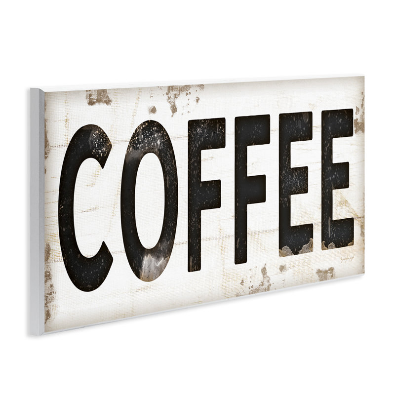 Coffee Typography Vintage Sign by Jennifer Pugh - Textual Art Print