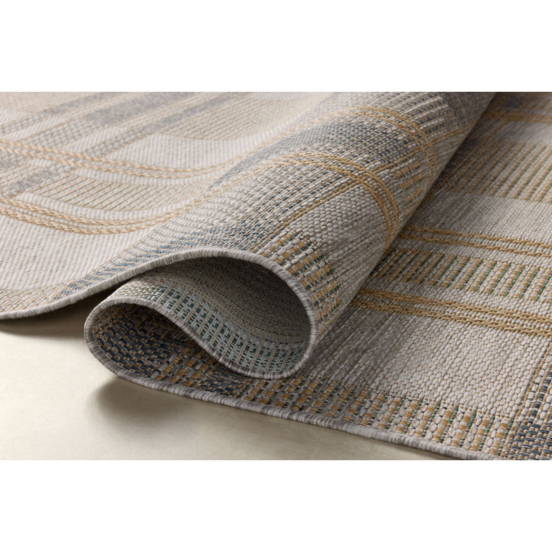 Gracie Oaks Altia Bone / Gold Indoor / Outdoor Area Rug, Rectangle 7'10" x 10'