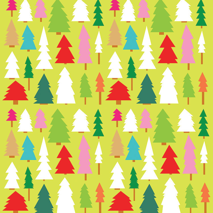 «Christmas Trees», impression sur toile, H 12 po x l 12 po x P 0,75 po, Pas de tapis, Toile tendue