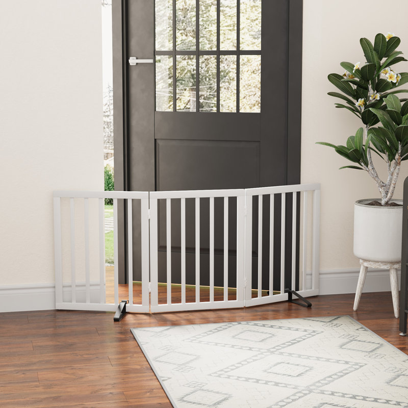 Barrière autoportante pliable 3 panneaux en bambou avec 2 supports en métal