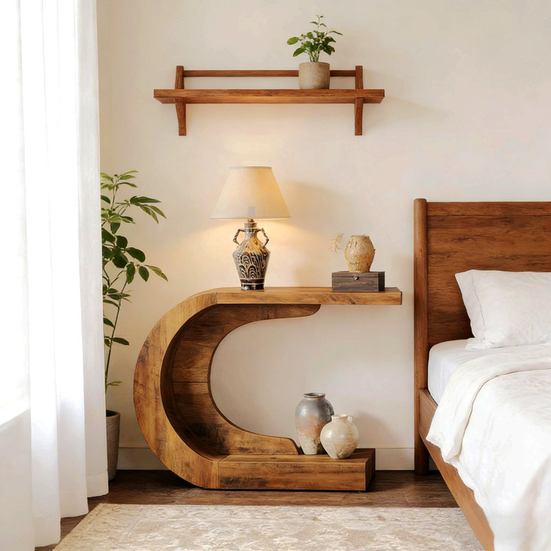 Table de couloir contemporaine, console moderne, table basse en forme de C
