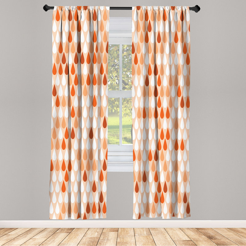 George Oliver Nature Curtains, Minimalist Drops Pattern Art, Pair of 28", Orange, 28" W x 63" L
