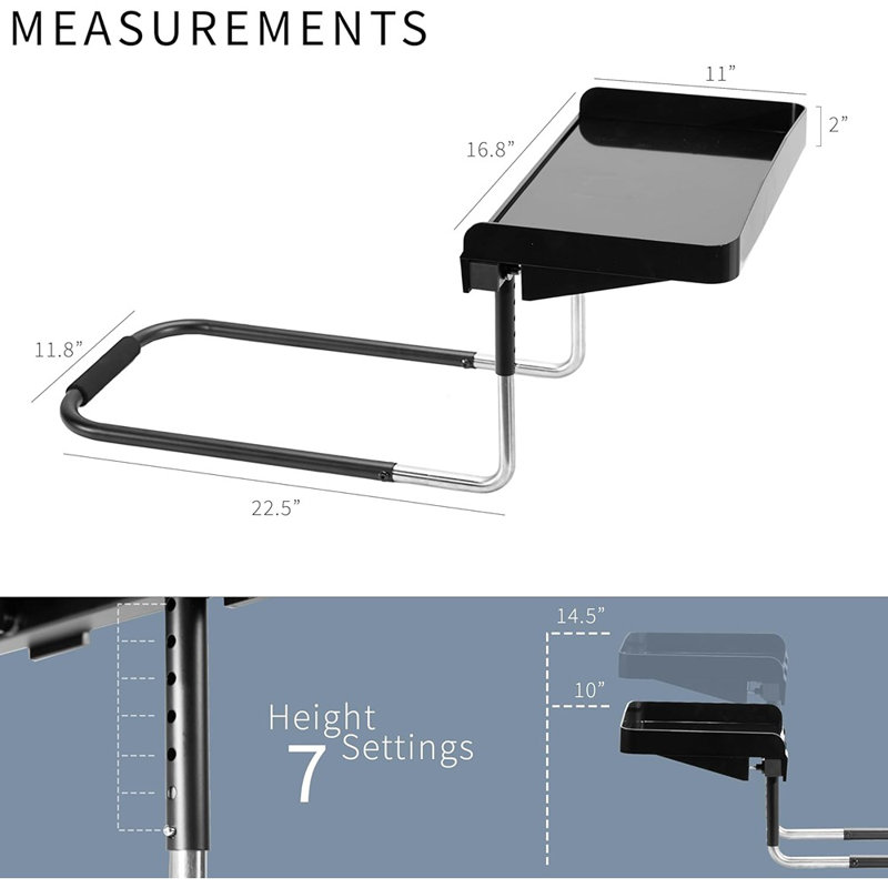 Height Adjustable Under Mattress 17 Inch Bedside Shelf, Works Wi...