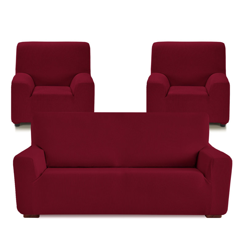 Milan Sofa Slipcover, Set 3+1+1 Seats, Red
