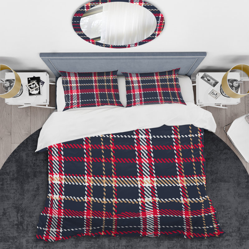 Ensemble de housse de couette en microfibre gris foncé / rouge 3 pièces