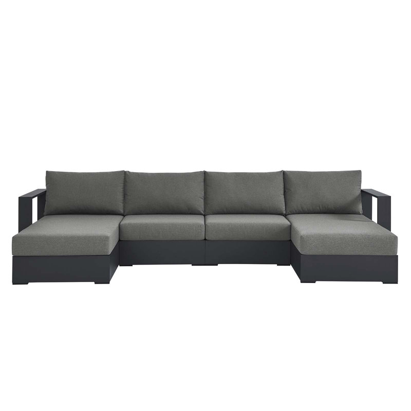 Tahoe Charcoal Gray Aluminum Outdoor Patio Sectional Sofa Set