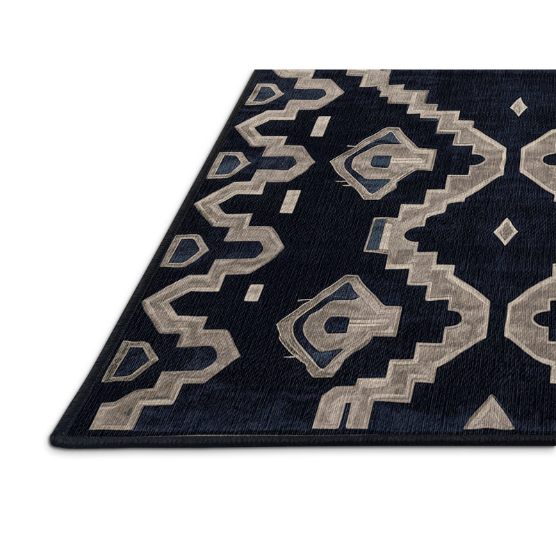 Machine Washable Gray Area Rug, Rectangle 6' x 9'