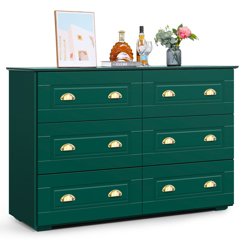 Chalgrave 6 Drawer 47.2"W Double Dresser, Green