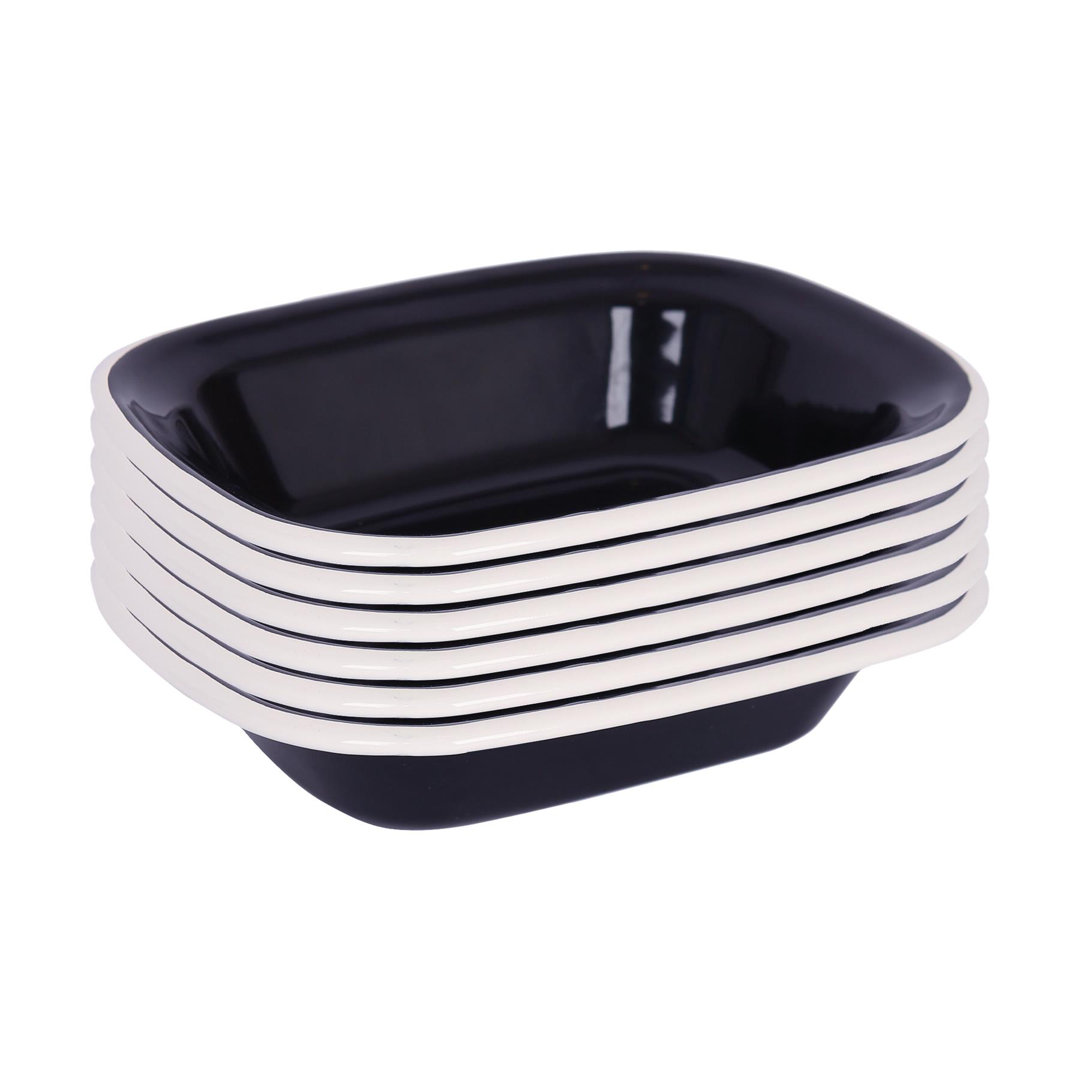 Argon Tableware White Enamel Pie Dishes - 18 x 13.5cm - Blue - Pack of 6