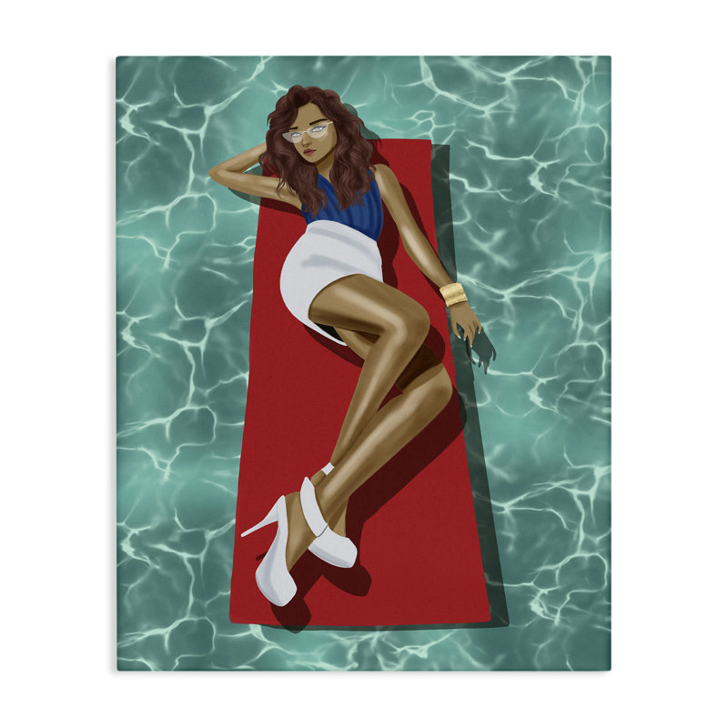 «Lounging on Pool Raft» par Saba Rauf, H 30 po x l 24 po
