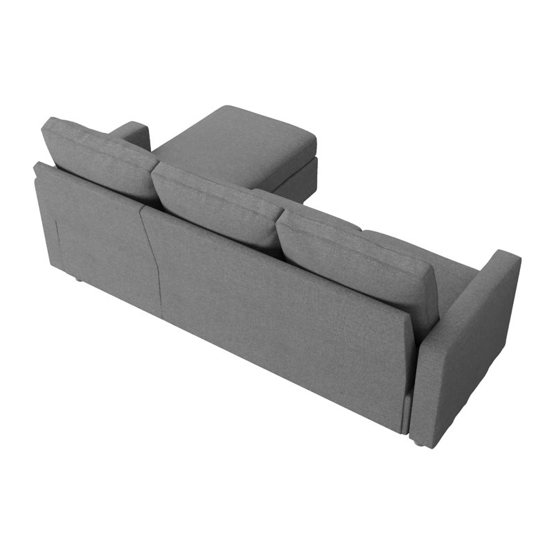 L-Shaped Reversible Sectional Upholstered Sofa Couch, Gray