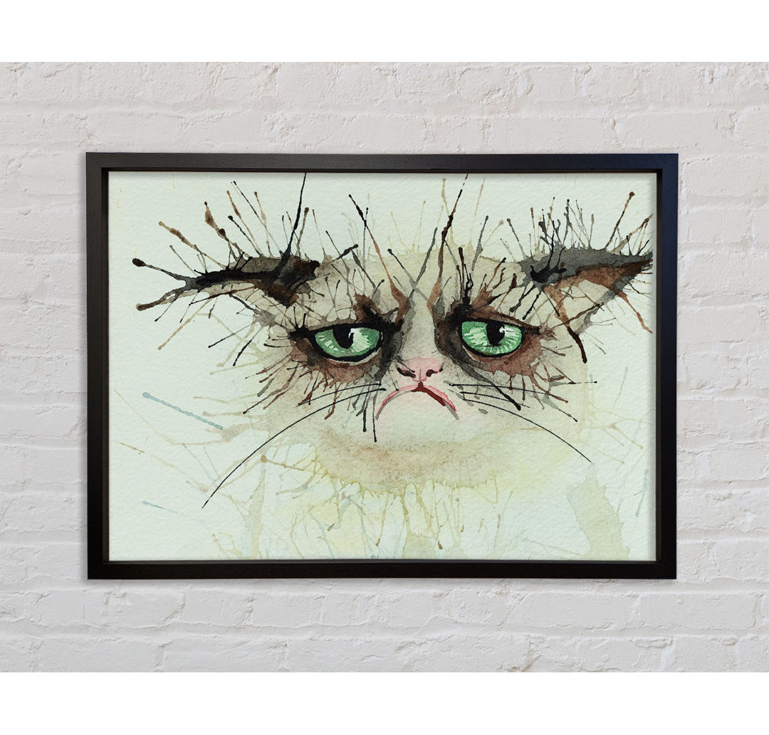 Grumpy Cat Aquarell Splat - Einzelner Bilderrahmen Kunstdrucke auf Leinwand