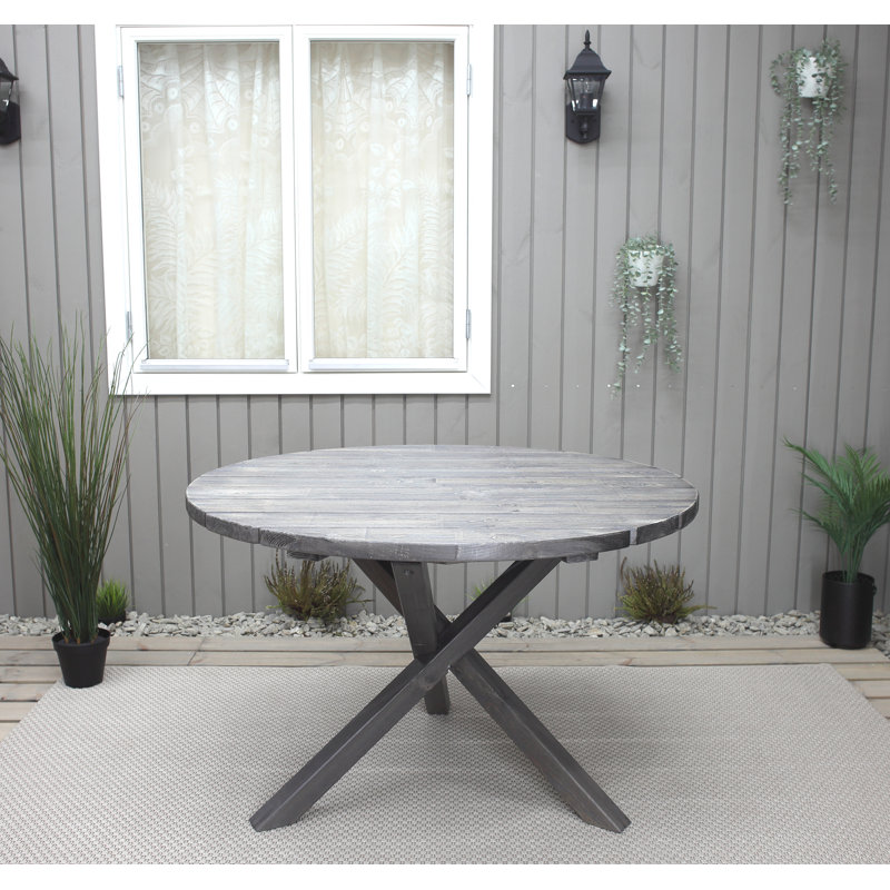 Edgerton Round Pine Outdoor Dining Table , 284.48cm cm W 284.48cm cm D, Shabby Elegance Grey