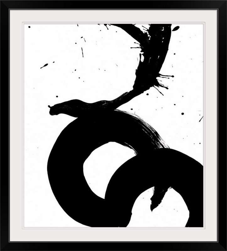 « ink tache v », reproduction d’art, Cadre noir, H 24 po x l 19 po x P 1 po