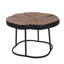 Table basse MGO de forme irrégulière avec grain de bois naturel et base en métal noir, capacité de 132 lb pour les espaces de vie modernes
