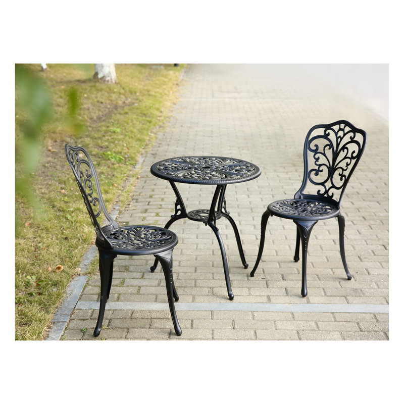 Ensemble de mobilier d'extérieur en fonte d'aluminium 3 pièces Best Choice Products, finition noire résistante à la rouille