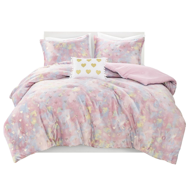 Literie imprimée métallique simple / simple TG avec coussin - textile ultra doux et résistant à l'édredon