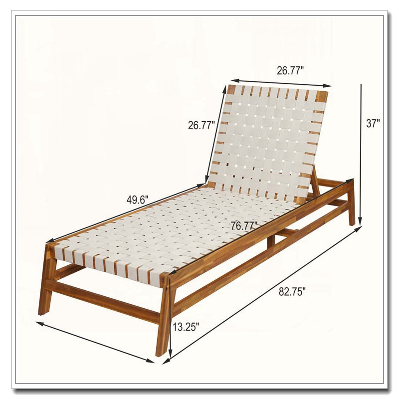 Outdoor Rope Chaise Lounge, Teak,White