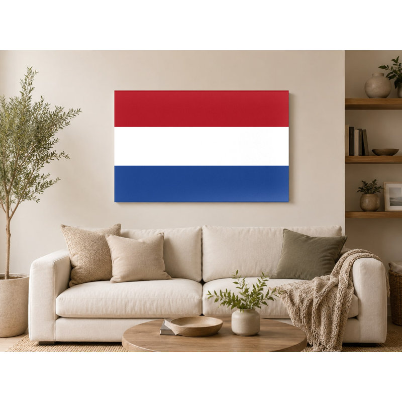 Drapeau du Royaume des Pays-Bas - art mural sur toile tricolore, H 16 po x l 20 po